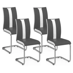 Chaises pieds métal chromé blanches et grises