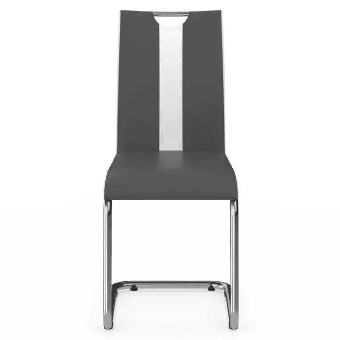 Chaises pieds métal chromé blanches et grises