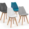 Chaises scandinaves 4 couleurs : gris foncé, gris clair, blanc et bleu