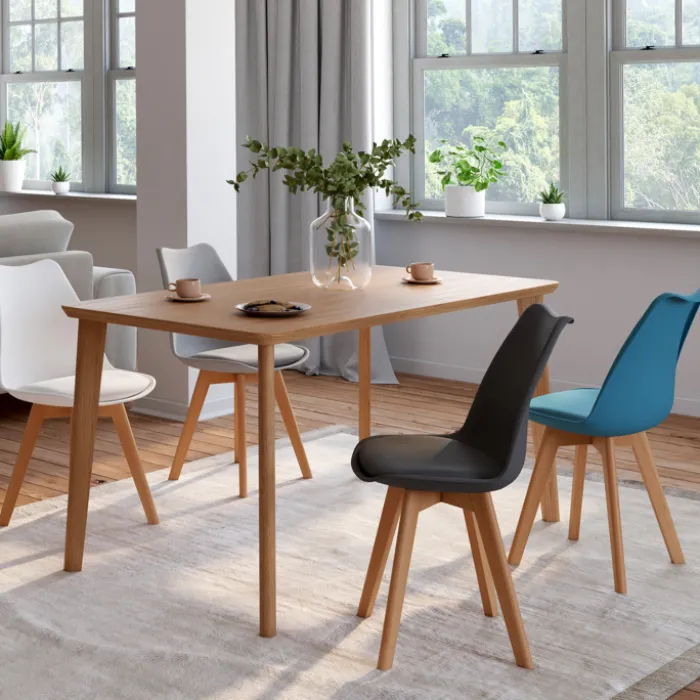 Chaises scandinaves 4 couleurs : gris foncé, gris clair, blanc et bleu