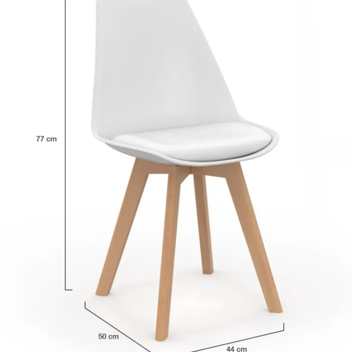 Chaises scandinaves 4 couleurs : pastel rose x2, blanc x2, gris clair x2 et bleu x2