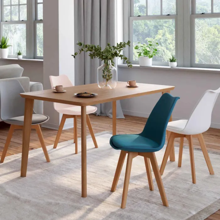 Chaises scandinaves 4 couleurs : pastel rose, blanc, gris clair et bleu