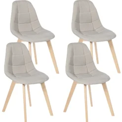 Chaises scandinaves beiges pieds en bois