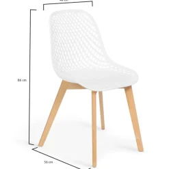 Chaises scandinaves blanches x6 avec dossier ajouré