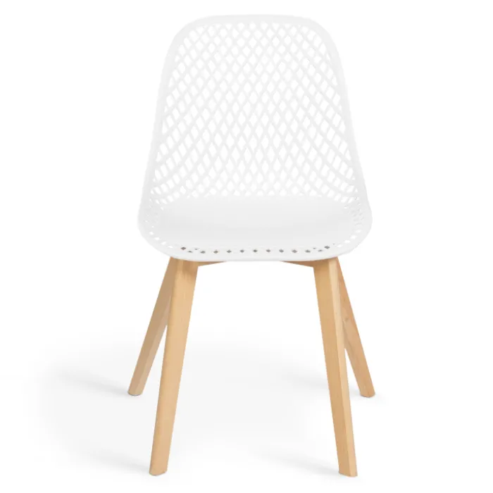 Chaises scandinaves blanches x6 avec dossier ajouré