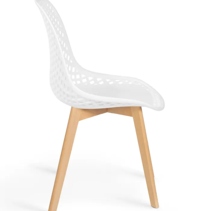Chaises scandinaves blanches x6 avec dossier ajouré
