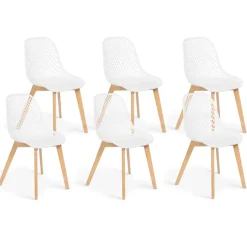 Chaises scandinaves blanches x6 avec dossier ajouré