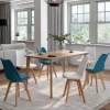 Chaises scandinaves bleu canard et blanc