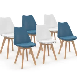 Chaises scandinaves bleu canard et blanc