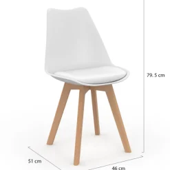 Chaises scandinaves bleu canard et blanc