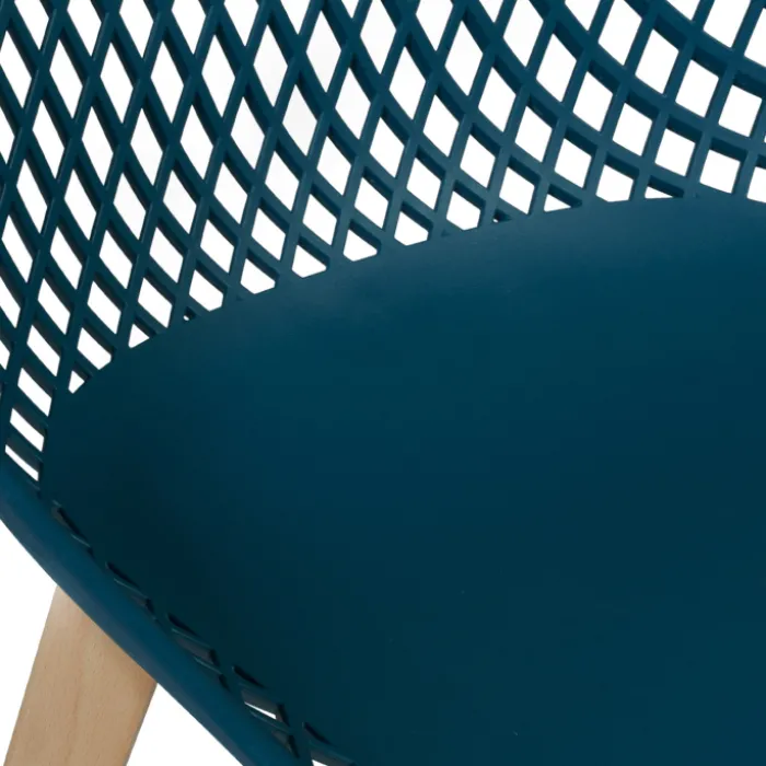 Chaises scandinaves bleu x2, blanc, gris clair et gris foncé x2 avec dossier ajouré