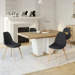 Chaises scandinaves grises pieds en bois