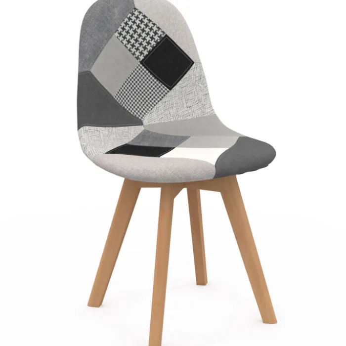 Chaises scandinaves mix color : gris, blanc, noir et patchworks