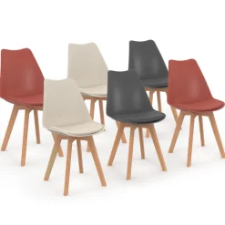 Chaises scandinaves mix color terracotta, gris, beige