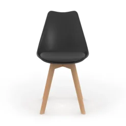 Chaises scandinaves noires avec coussin