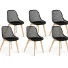 Chaises scandinaves noires x6 avec dossier ajouré
