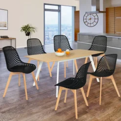 Chaises scandinaves noires x6 avec dossier ajouré