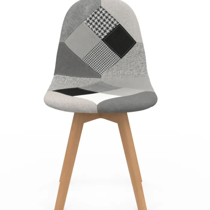 Chaises scandinaves patchworks noirs, gris et blancs