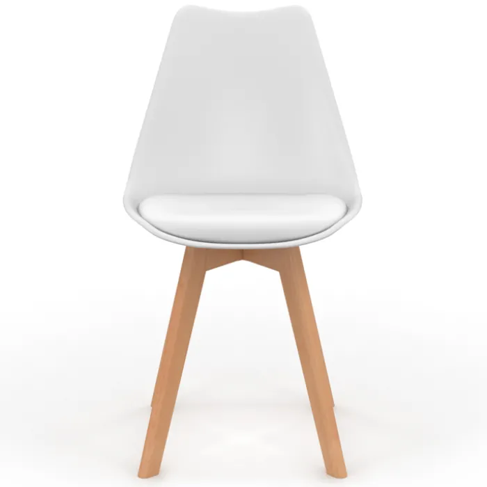 Chaises scandinaves rose pastel, gris, blanc avec coussin