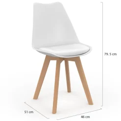 Chaises scandinaves rose pastel, gris, blanc avec coussin