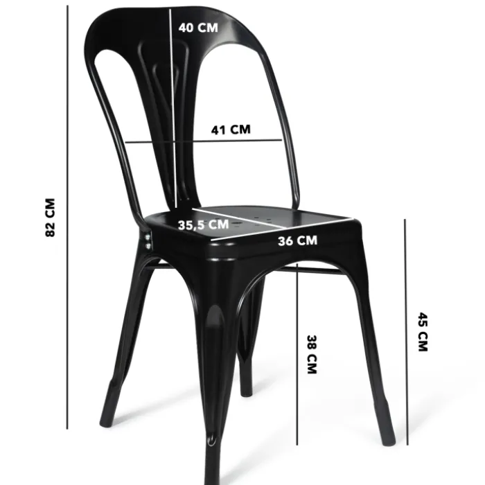 Chaises style industriel noir mat