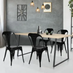 Chaises style industriel noir mat