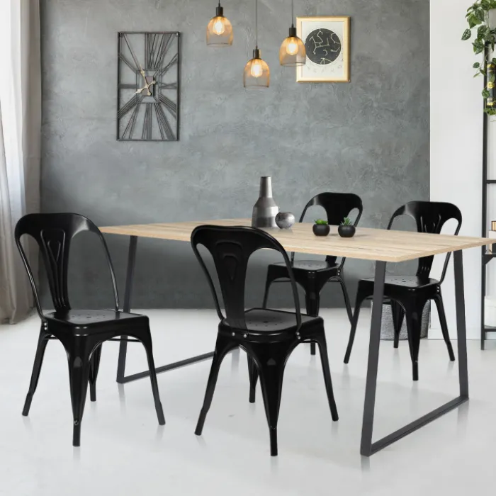 Chaises style industriel noir mat