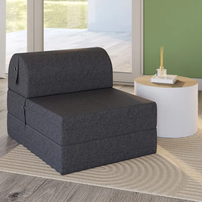 Chauffeuse convertible 1 place en tissu gris anthracite