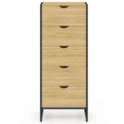 Chiffonnier 5 tiroirs 45 cm commode semainier design industriel