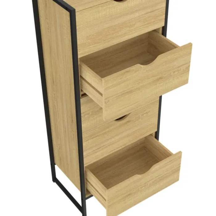 Chiffonnier 5 tiroirs 45 cm commode semainier design industriel