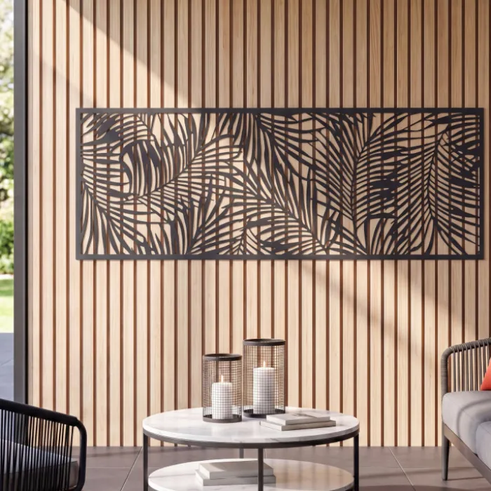 Claustra extérieur métal gris motif palmier