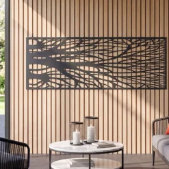 Claustra extérieur métal gris motif arbre