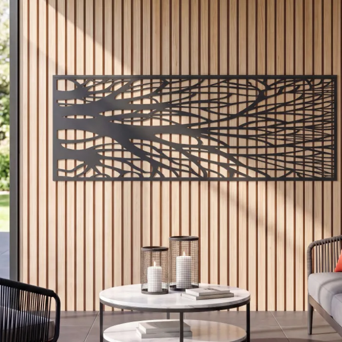 Claustra extérieur métal gris motif arbre