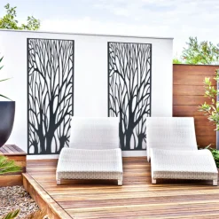 Claustra extérieur métal gris motif arbre