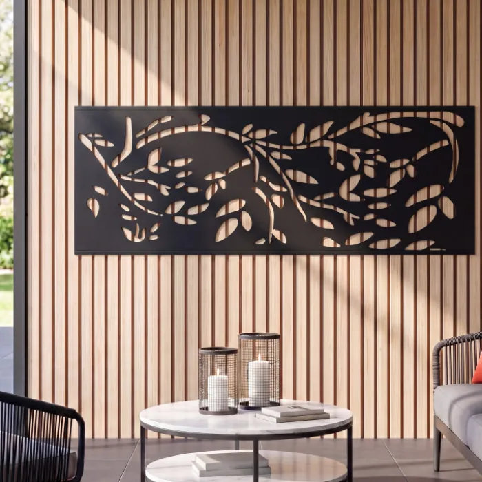 Claustra extérieur métal noir mat motif floral
