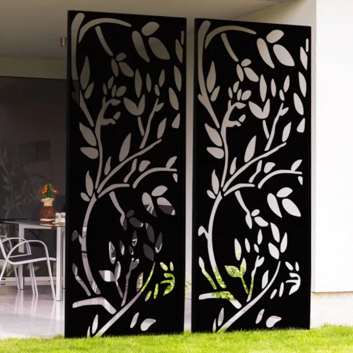 Claustra extérieur métal noir mat motif floral