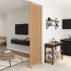 Cloison de séparation claustra 250 x 80 cm en tasseaux de bois coloris chêne