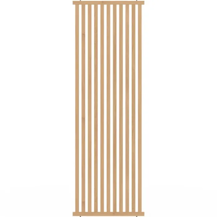 Cloison de séparation claustra 250 x 80 cm en tasseaux de bois coloris chêne