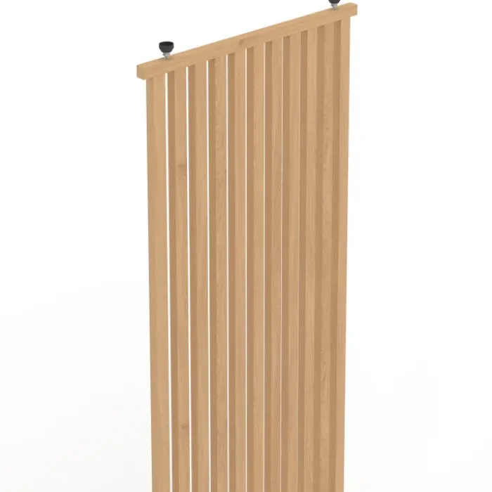 Cloison de séparation claustra 250 x 80 cm en tasseaux de bois coloris chêne