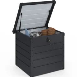 Coffre de jardin verrouillable en métal gris anthracite 200 L