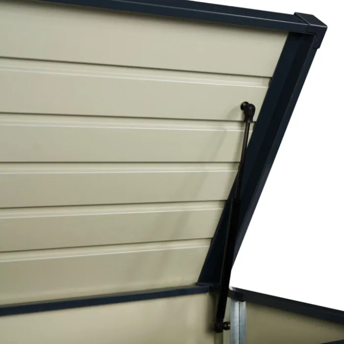 Coffre de jardin verrouillable en métal gris anthracite 200 L