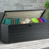 Coffre de jardin verrouillable en métal gris anthracite 600 L