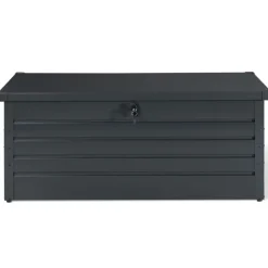 Coffre de jardin verrouillable en métal gris anthracite 600 L