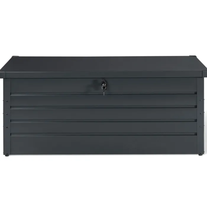 Coffre de jardin verrouillable en métal gris anthracite 600 L