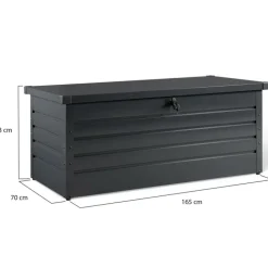 Coffre de jardin verrouillable en métal gris anthracite 600 L