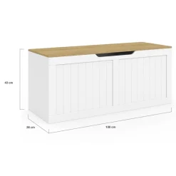 Coffre de rangement bois et blanc
