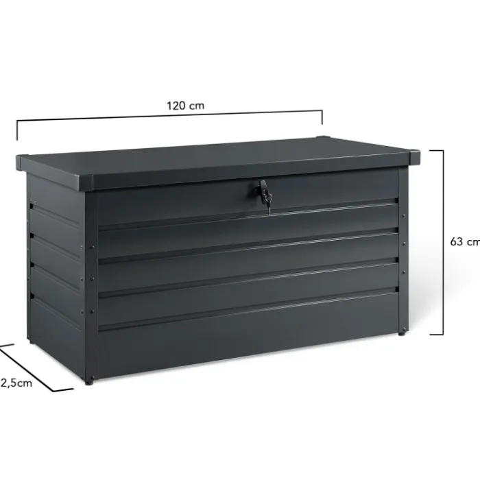 Coffre de rangement extérieur étanche en métal gris 350 L