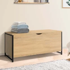 Coffre de rangement style industriel bois et noir