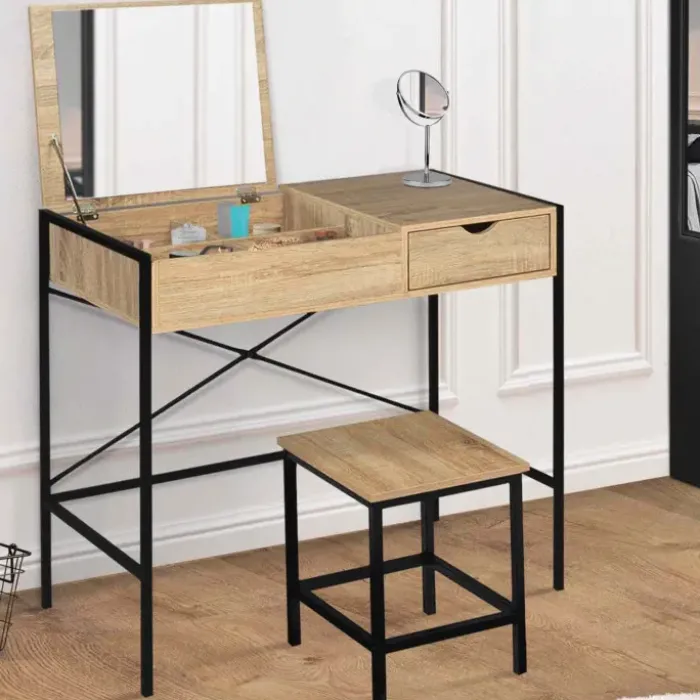 Coiffeuse industrielle avec miroir rabattable
