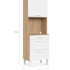 Colonne de cuisine micro-ondes et casserolier 60 cm CINA 2 portes façon hêtre et blanc